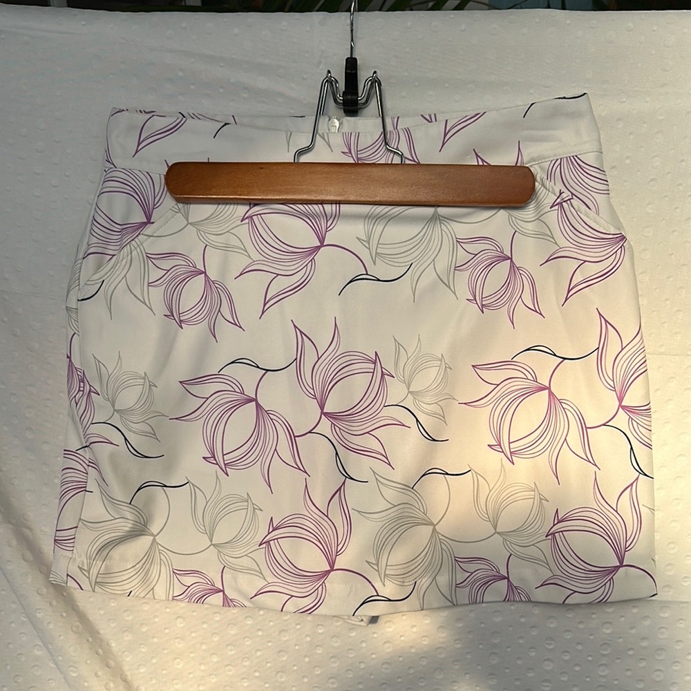 Floral Mini Skirt - White and Purple